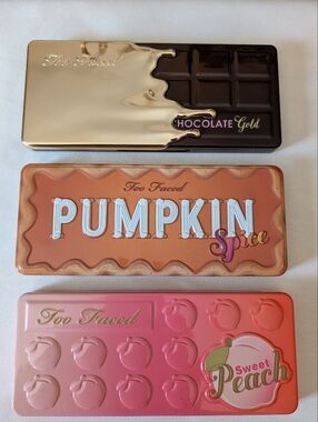 Too Faced Pumpkin Spice/Chocolate Gold/Sweet Peach Eyeshadow Palettes Bundle